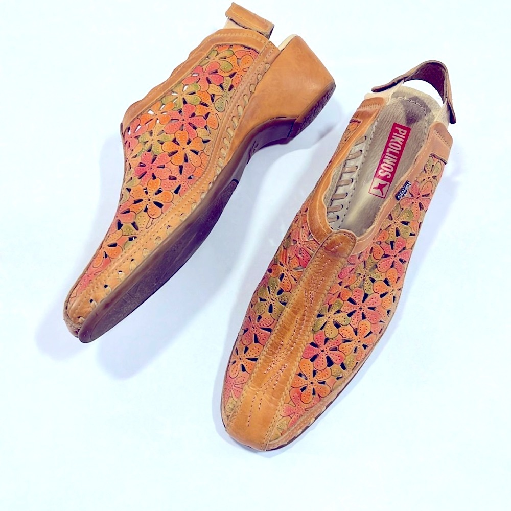🔥PIKOLINOS Romano Floral Laser Cutout Leather SANDALS Spain Women’s EU 39 8.5-9